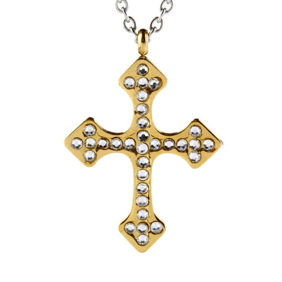 ELYA Jewelry Women's Cubic Zirconia Gold Plated Cross Necklace - 16"