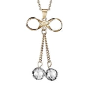 West Coast Jewelry Women's Dangling Beads Bow Shaped Gold Plated Steel Necklace - 18"