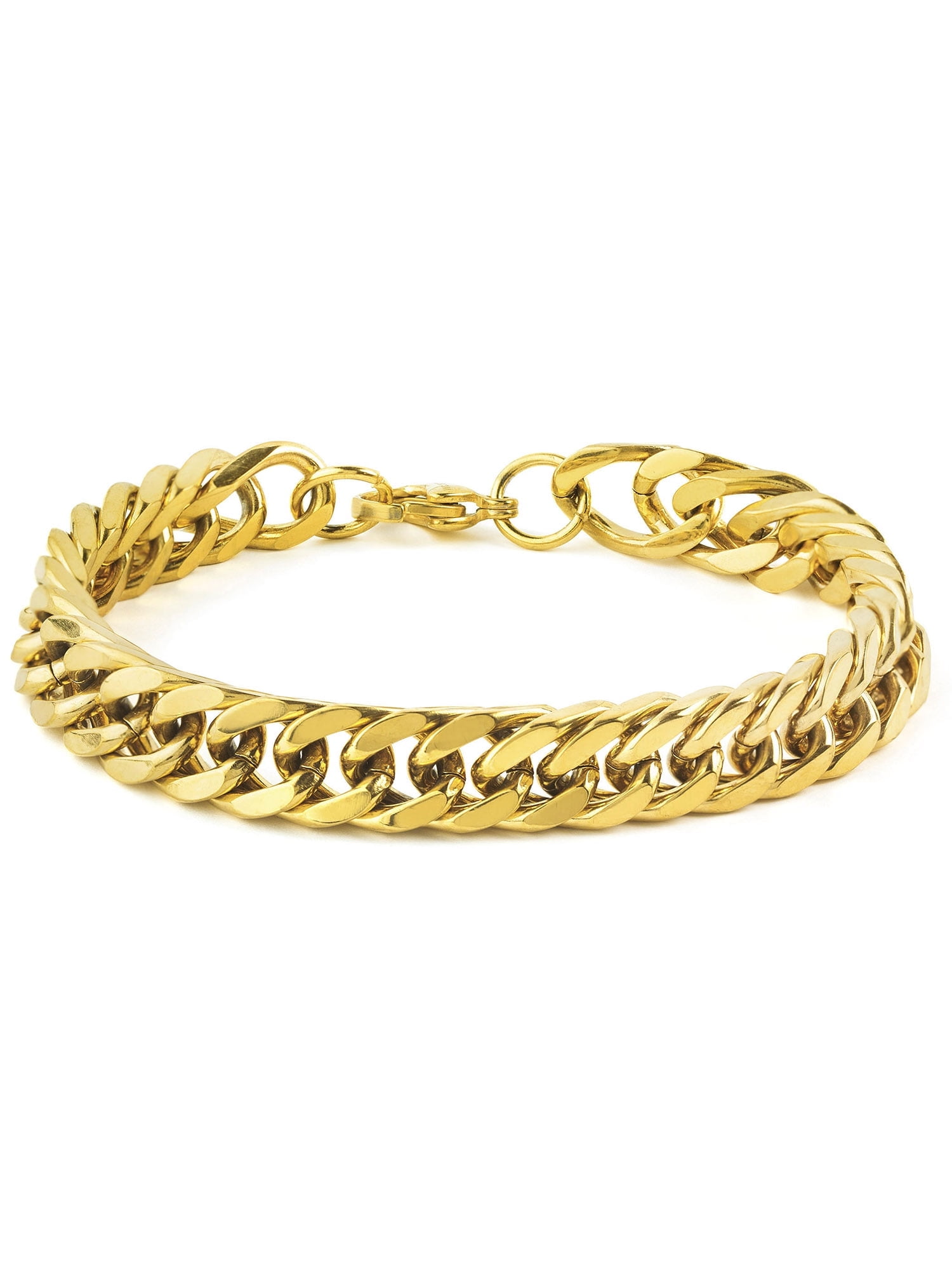 Crucible Jewelry Men's Curb Link Chain Gold Plated Steel Bracelet - 8"