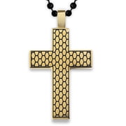 West Coast Jewelry Men's Textured Cross Gold Plated Two-Tone Necklace