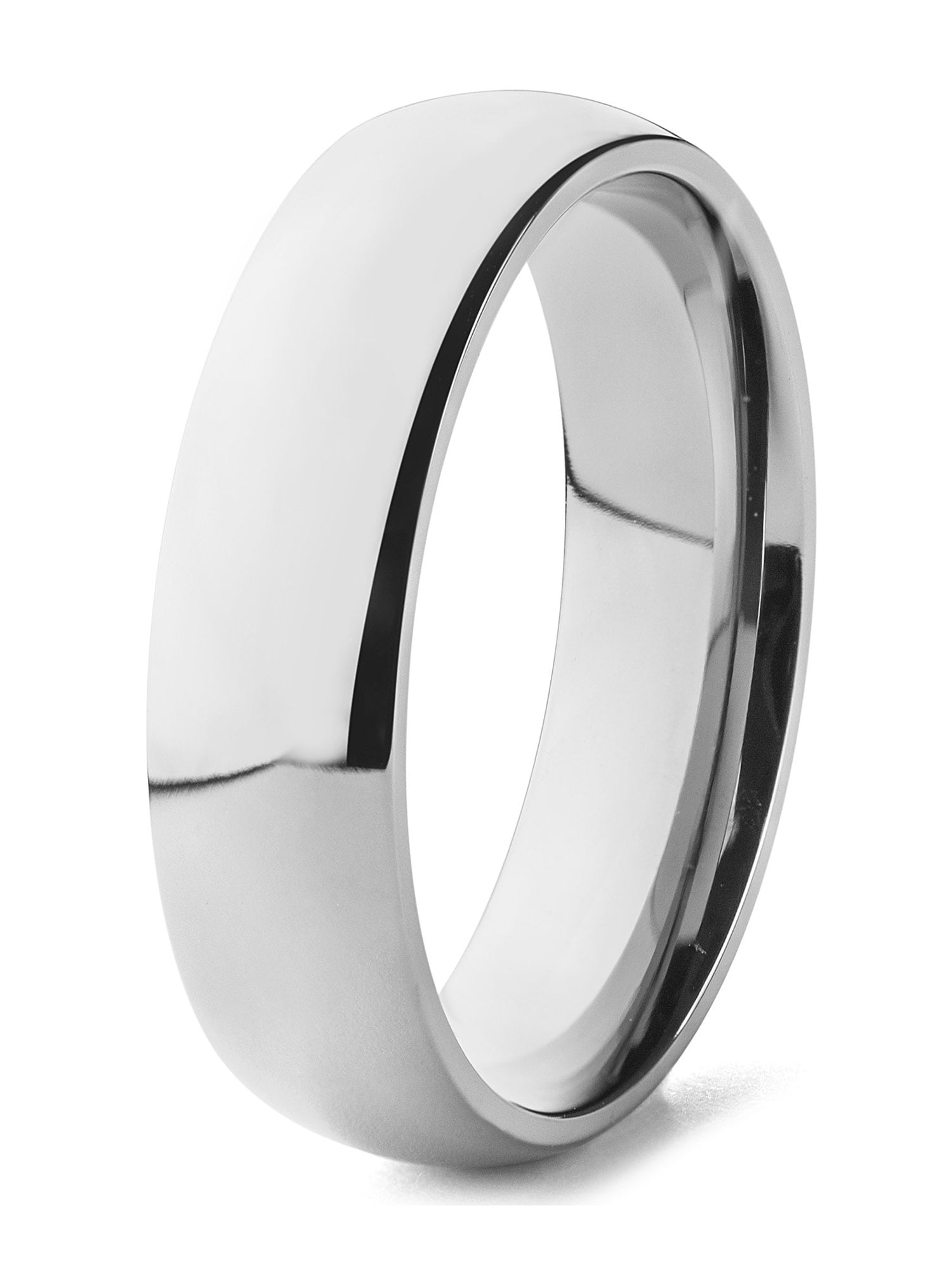 Coastal Jewelry High Polished Finish Domed Titanium Band Ring (6mm ...