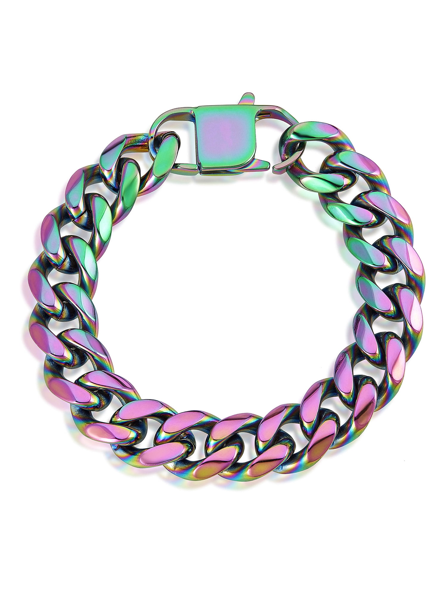 Coastal Jewelry Iridescent Stainless Steel 14mm Curb Chain