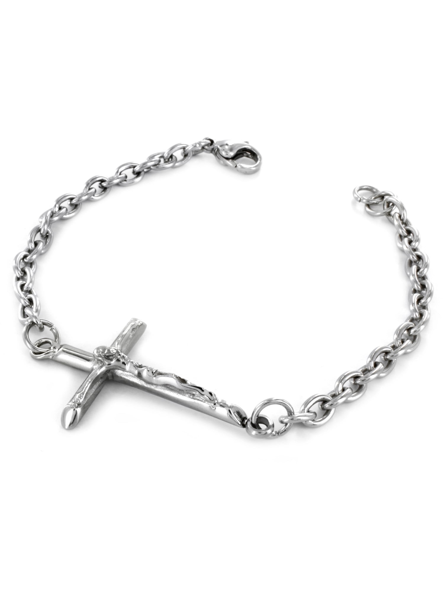 Coastal Jewelry Large Sideways Crucifix Cross Stainless Steel