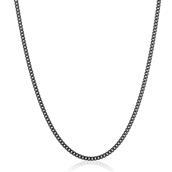 Crucible Jewelry Men's Black Plated Stainless Steel Rounded Curb Chain Necklace (3.5mm) - 22"