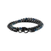 Coastal Jewelry Men's Blue Plated Hematite and Gunmetal Stainless Steel Box Chain Wrap Bracelet