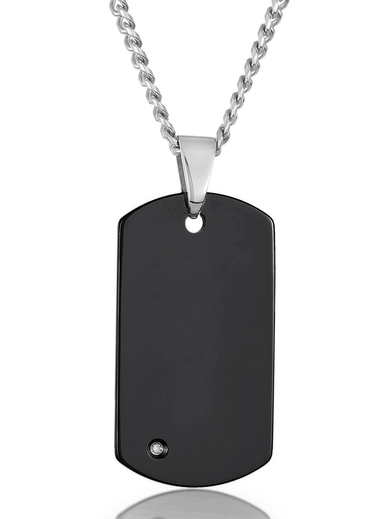 Necklace Sublimation with Diamond Trim Accents Dog Tag Style Black