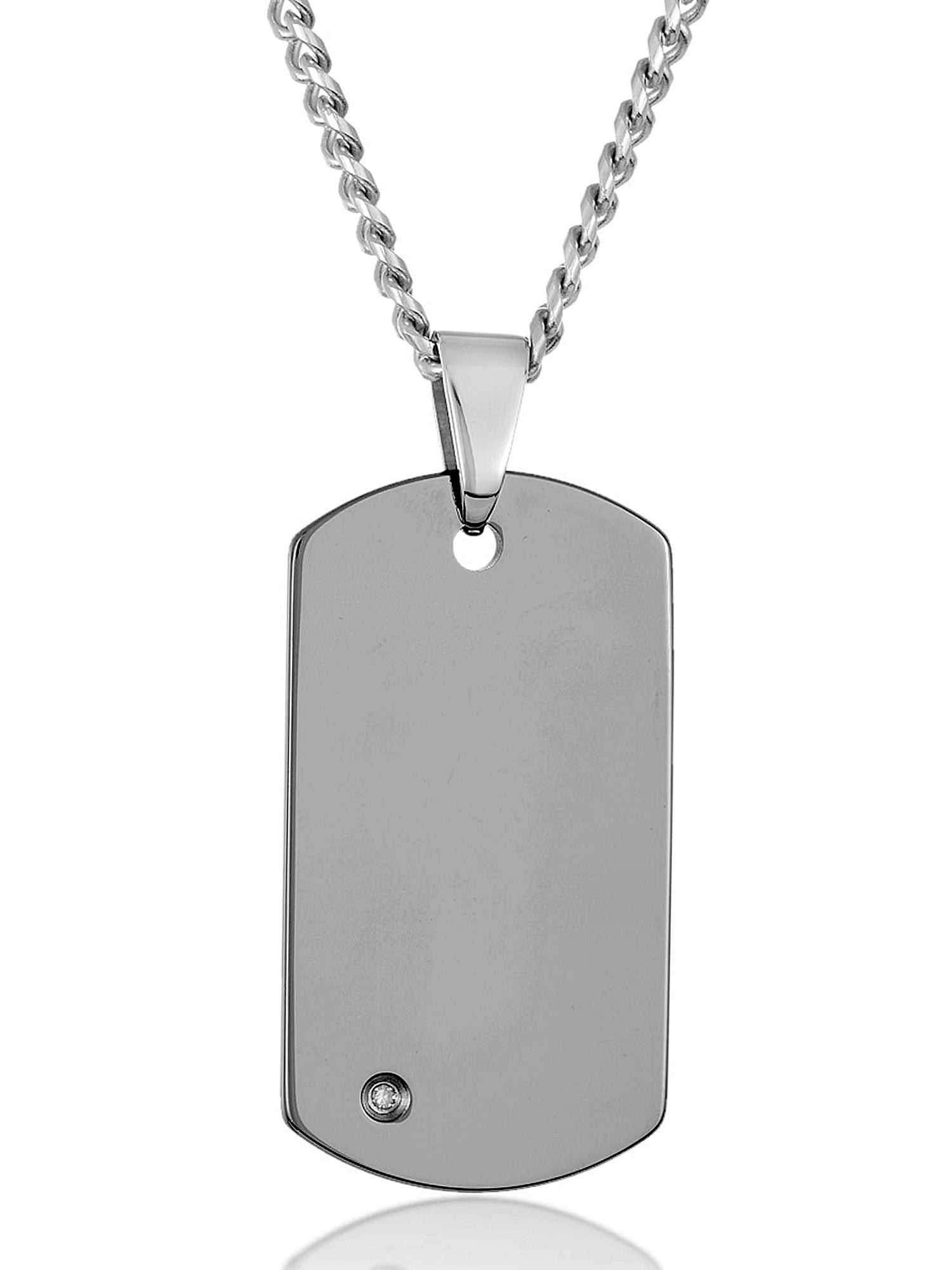 Coastal Jewelry Men's Diamond Accent Tungsten Carbide Dog Tag Necklace