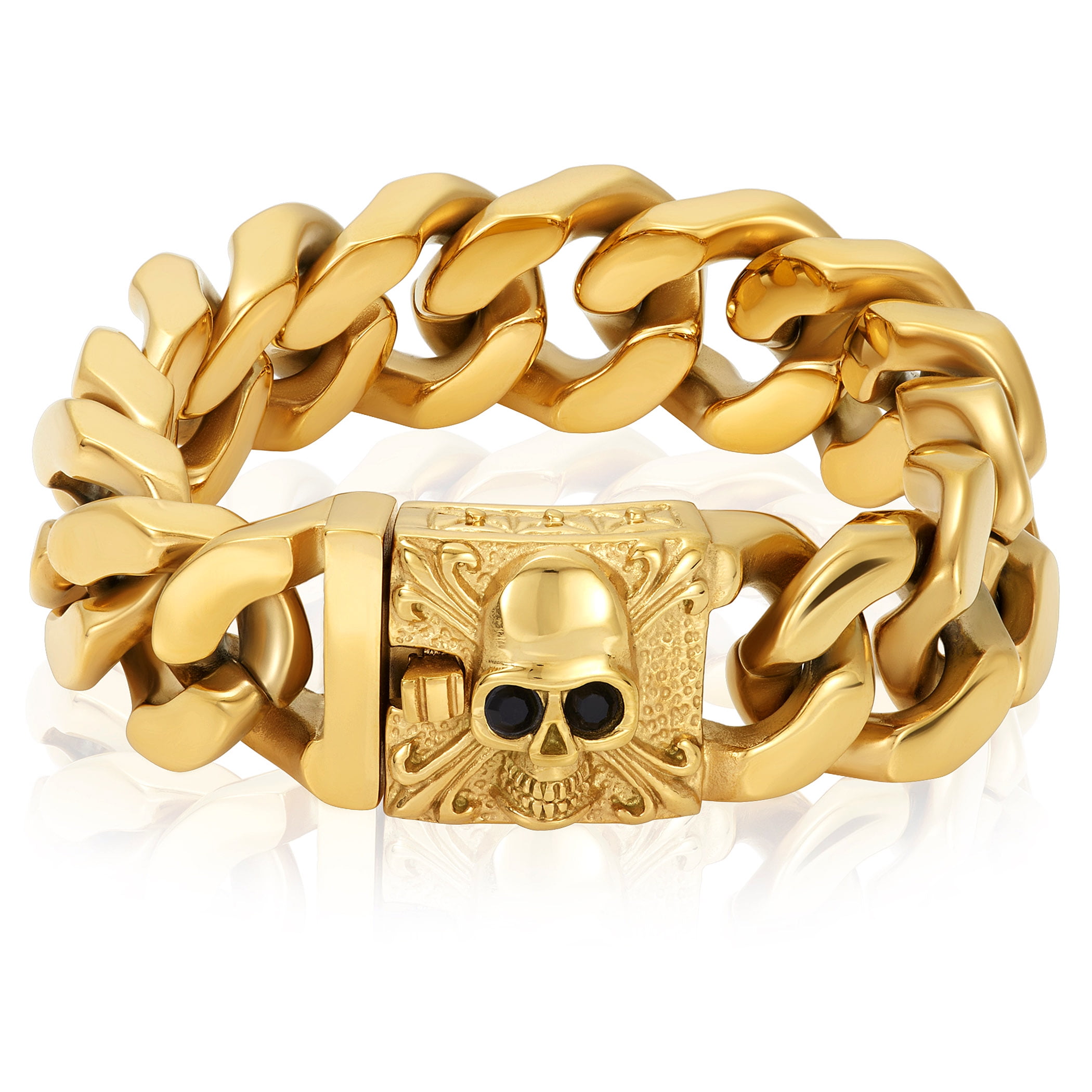 Skull 2 Line Stylish Design Best Quality Golden Color Bracelet for Men -  Style C208 – Soni Fashion®