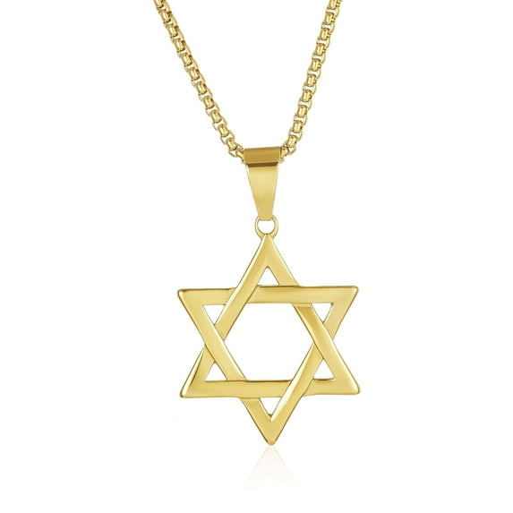 Crucible Jewelry Men's Large Star of David Gold Plated Stainless Steel Necklace - 24"