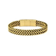 Coastal Jewelry Men's Matte Finish Gold Plated Stainless Steel Double Franco Row Chain Bracelet (10mm) - 8" + 0.5" Ext.