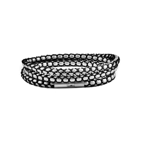Coastal Jewelry Men's Matte Finish Stainless Steel Box Chain and Nylon Cord Necklace (6mm) - 26"
