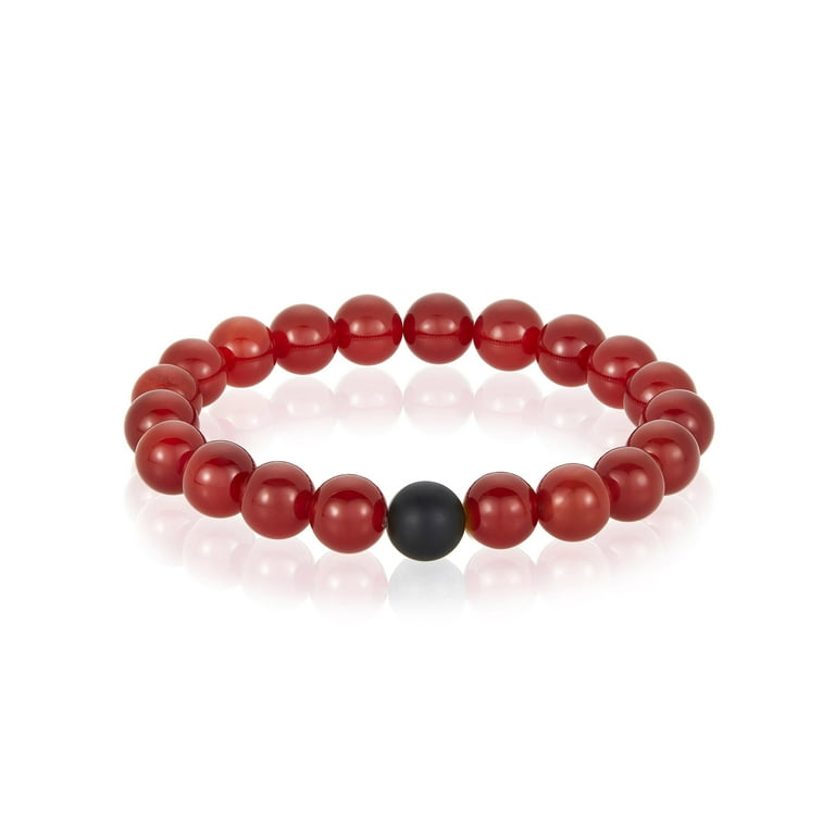 Coastal Jewelry Men s Red Agate Stone with Matte Onyx Beaded