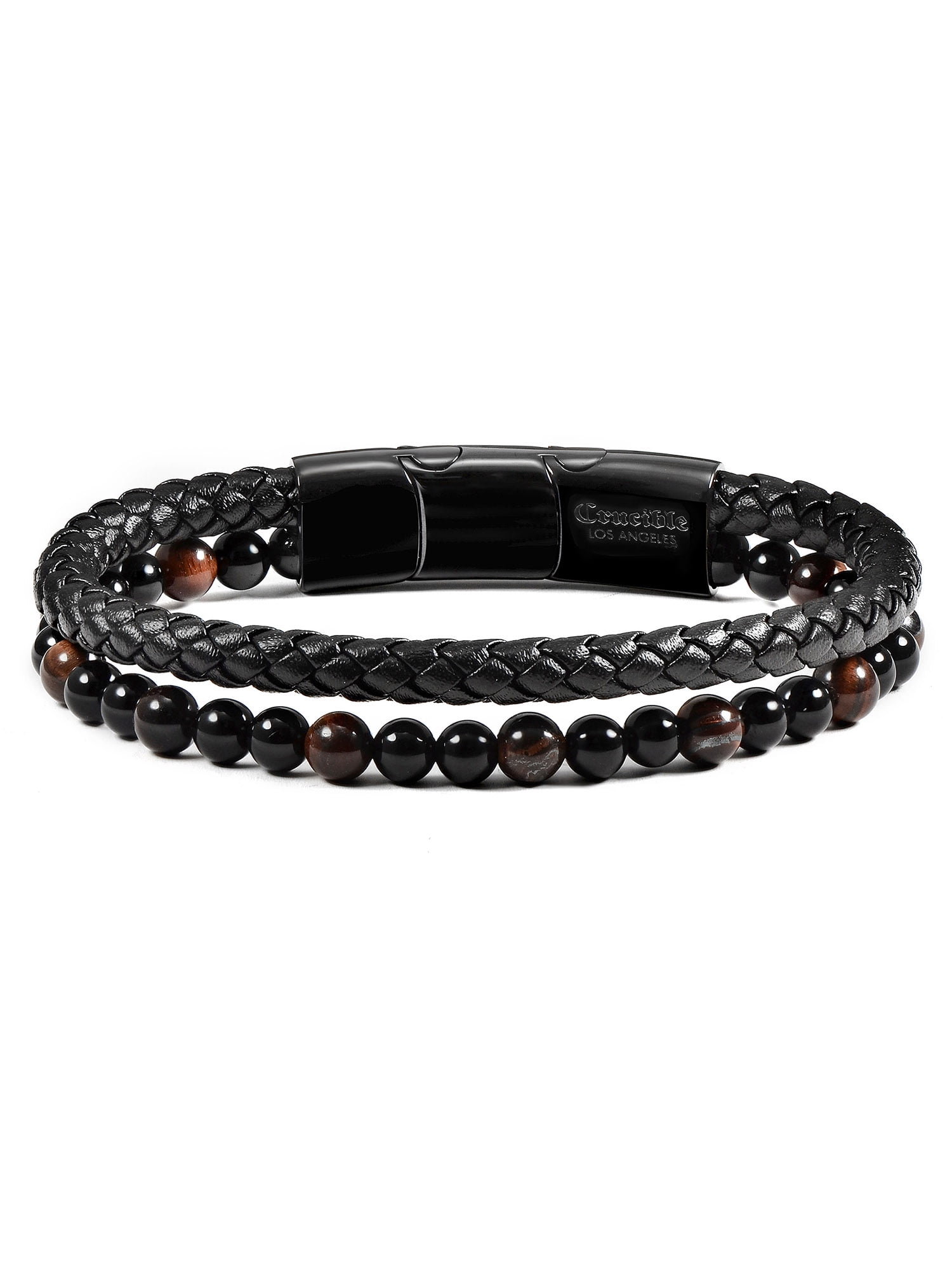 Black Onyx Beaded Bracelet for Men with Tiger Eye