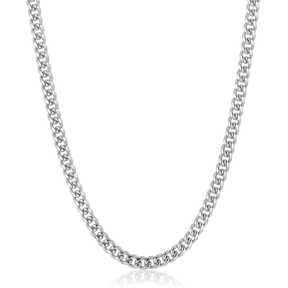 Crucible Jewelry Men's Rounded Curb Chain Stainless Steel Necklace (7mm) - 26"
