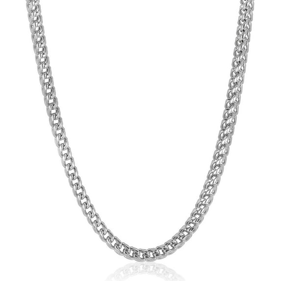 Crucible Jewelry Men's Rounded Franco Chain Stainless Steel Necklace (7mm) - 26"