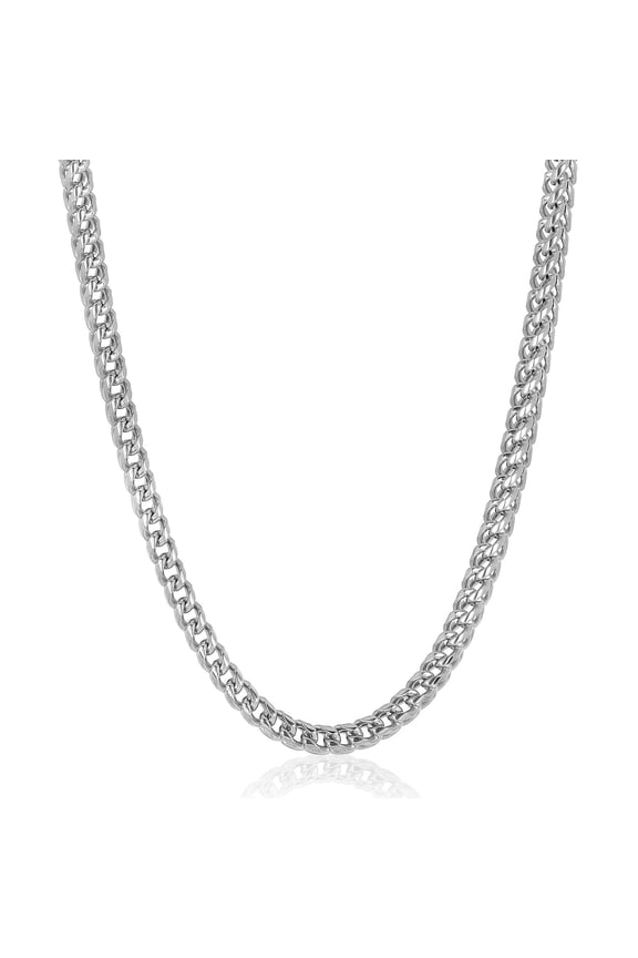 Jewelry Men's Rounded Franco Chain Stainless Steel Necklace (7mm) - 26"