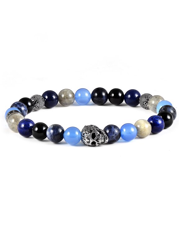 Jewelry Men's Onyx, Lapis and Sodalite Stone Stretch Bracelet (8mm)