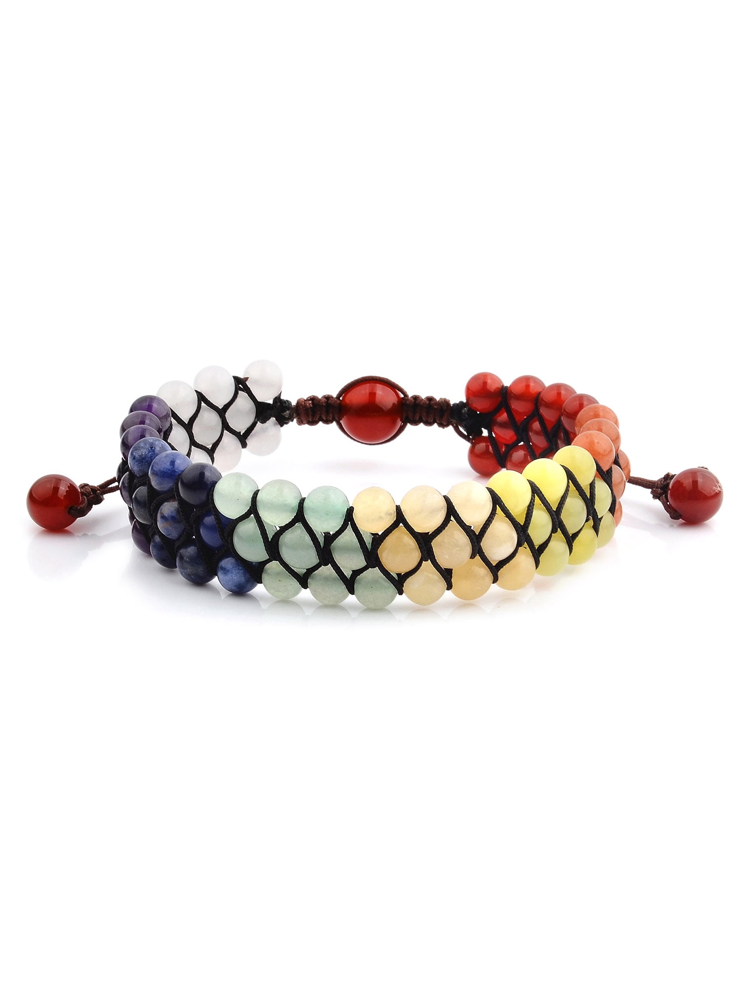 Coastal Jewelry Multi Color Natural Stones Beaded Adjustable Bracelet