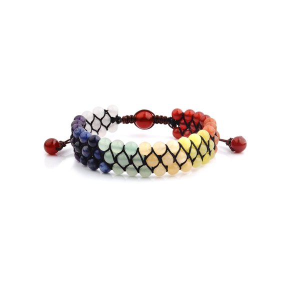 West Coast Jewelry Men's Multicolor Natural Stones Bead Adjustable Bracelet