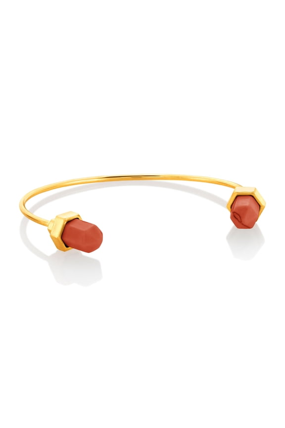 Women's Faux Coral Stone Ends Cuff Bracelet