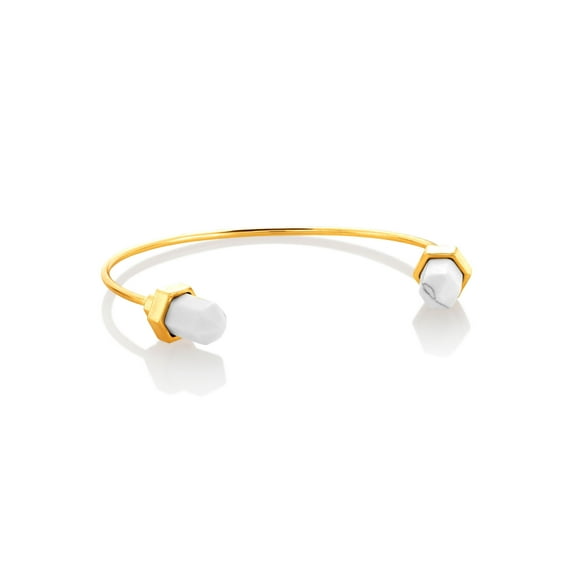 West Coast Jewelry Women's Faux Howlite Stone Ends Cuff Bracelet
