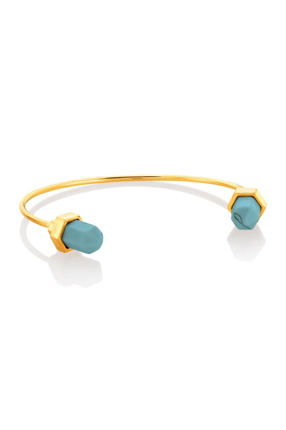 Women's Faux Turquoise Stone Ends Cuff Bracelet