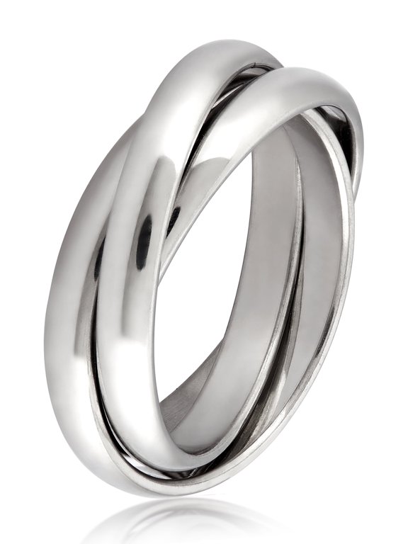 Jewelry Women's Polished Intertwined Triple Band Stainless Steel Ring