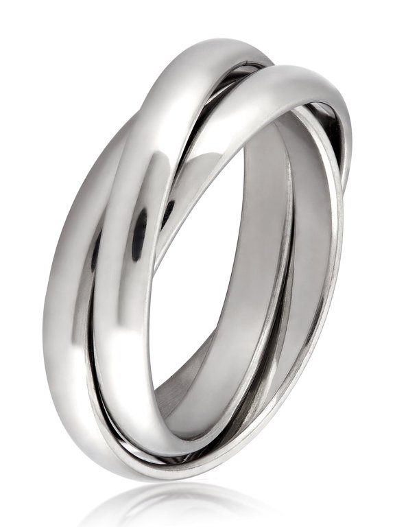 Jewelry Women's Polished Intertwined Triple Band Stainless Steel Ring