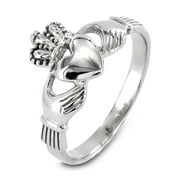 Coastal Jewelry Polished Irish Claddagh Stainless Steel Ring (10mm)