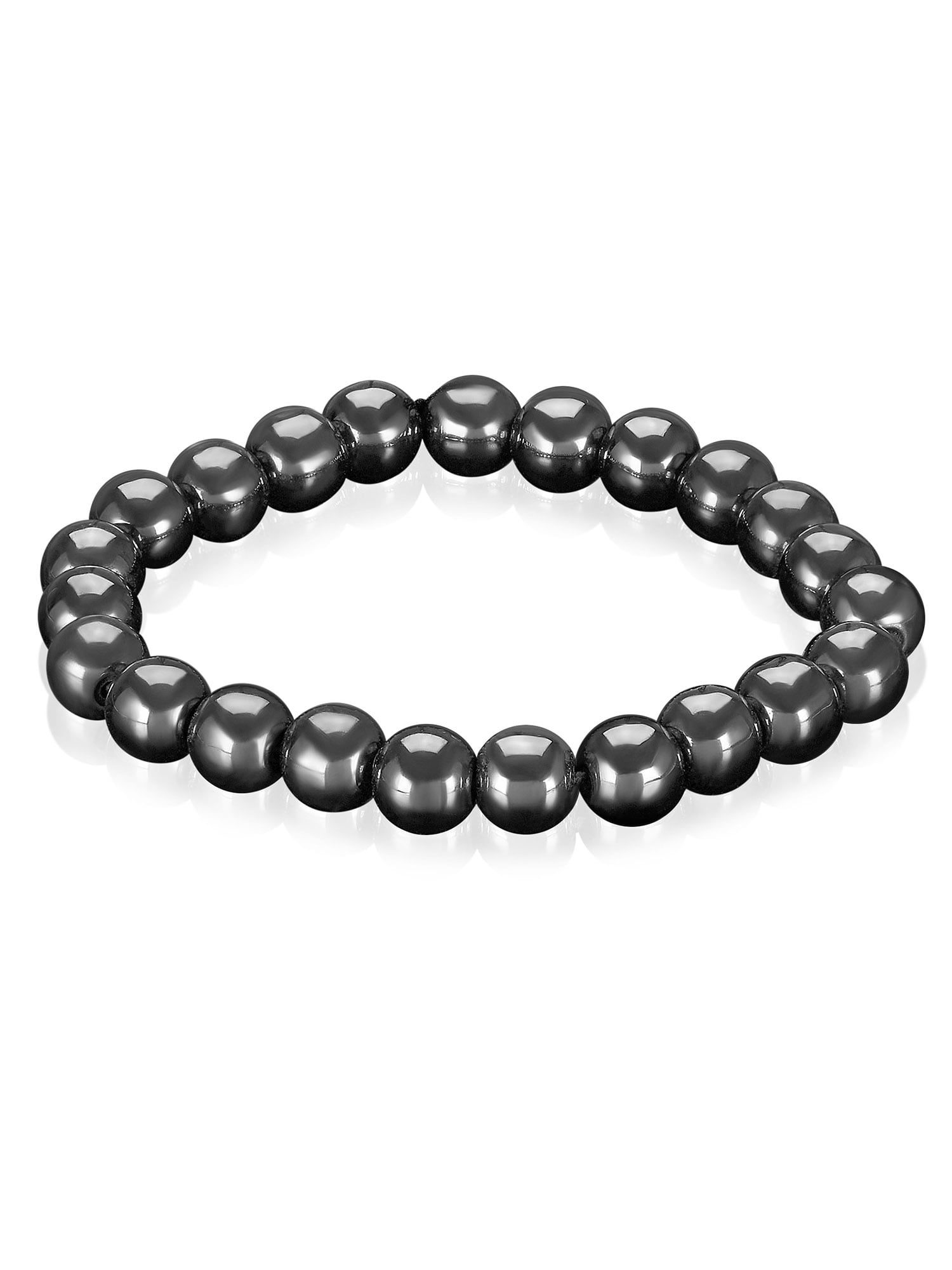 WEST COAST JEWELRY Coastal Jewelry Polished Magnetic Hematite Beaded Stretch Bracelet