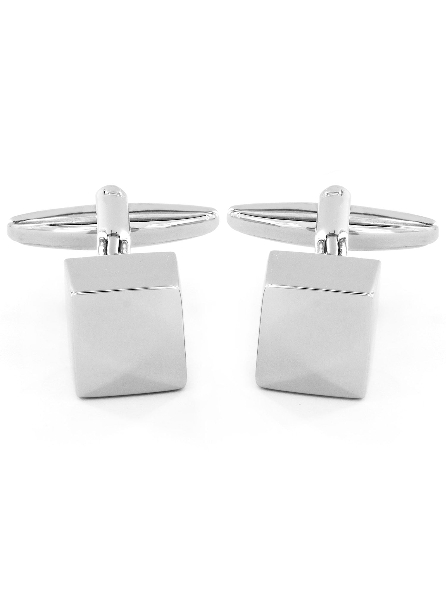WEST COAST JEWELRY Coastal Jewelry Polished Silver Tone Cube Shape Cufflinks