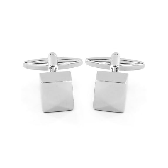 West Coast Jewelry Men's Polished Cube Shape Silver Tone Cufflinks