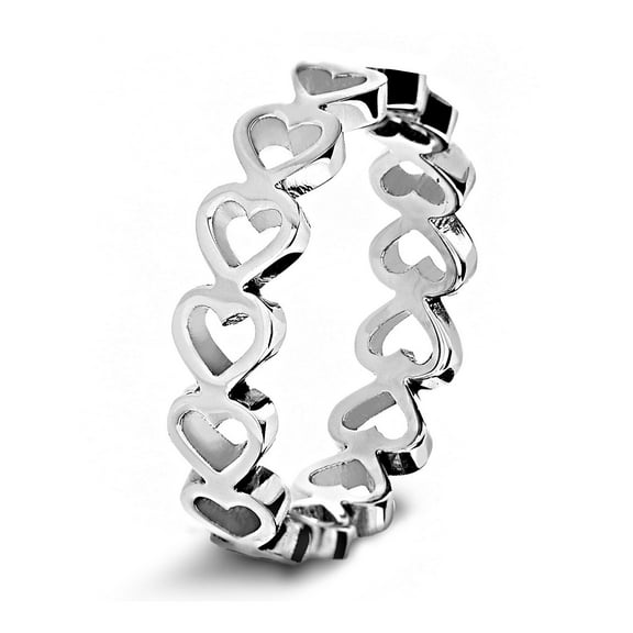 West Coast Jewelry Women's Open Heart Eternity Stainless Steel Ring