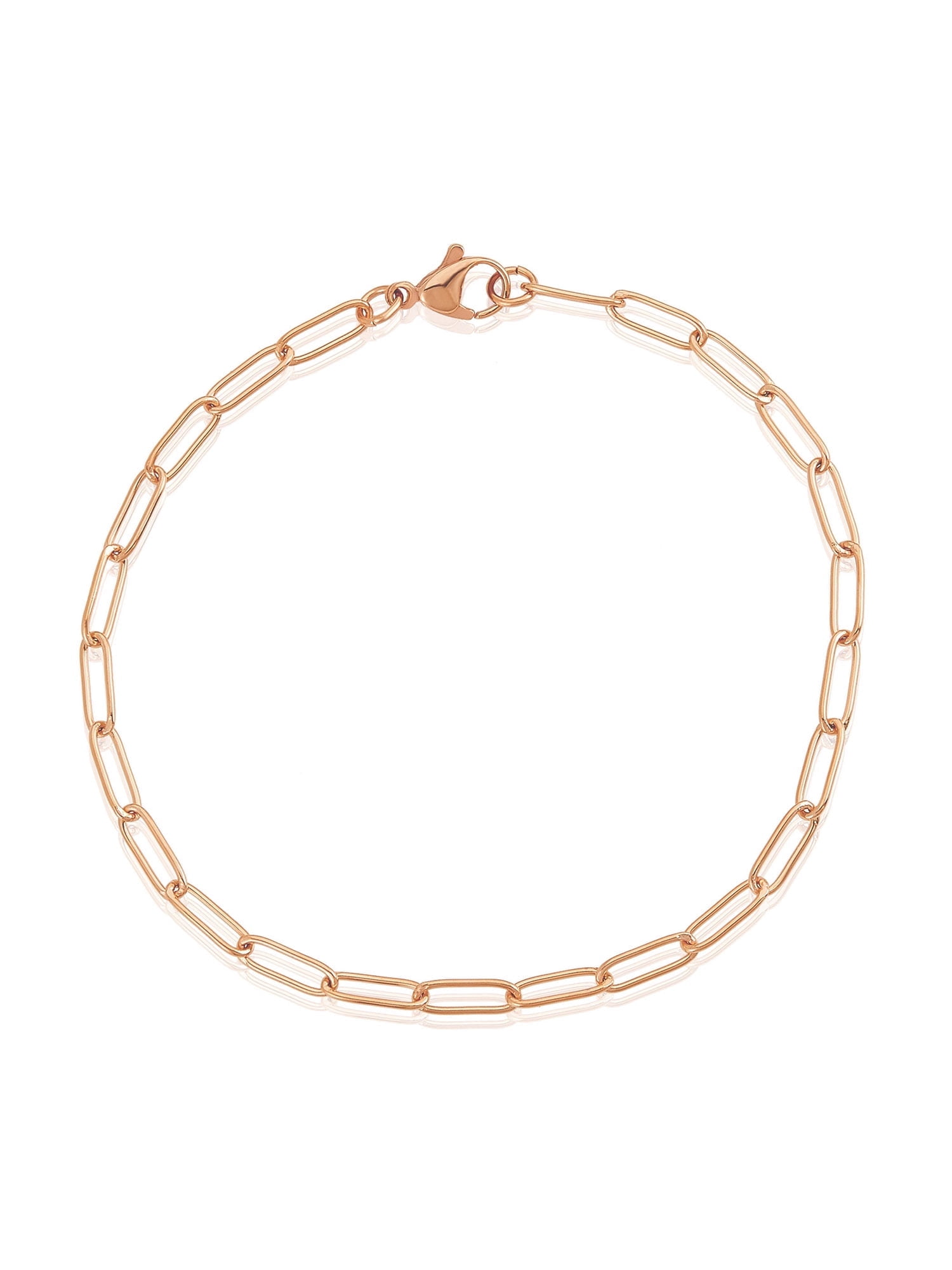 ELYA Jewelry Women's Adjustable Paperclip Rose Gold Plated Bracelet - Small - 8.5"