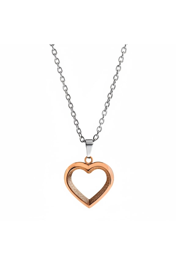 Jewelry Women's Open Heart Rose Gold Plated Stainless Steel Necklace - 19"