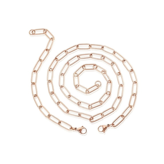 ELYA Jewelry Women's Adjustable Paperclip Rose Gold Necklace and Bracelet Set - Large