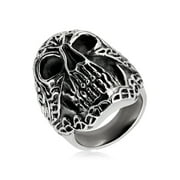 Coastal Jewelry Stainless Steel Antiqued Finish Celtic Skull Ring (32mm)
