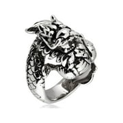 Coastal Jewelry Stainless Steel Antiqued Finish Chinese Dragon Ring (27mm)