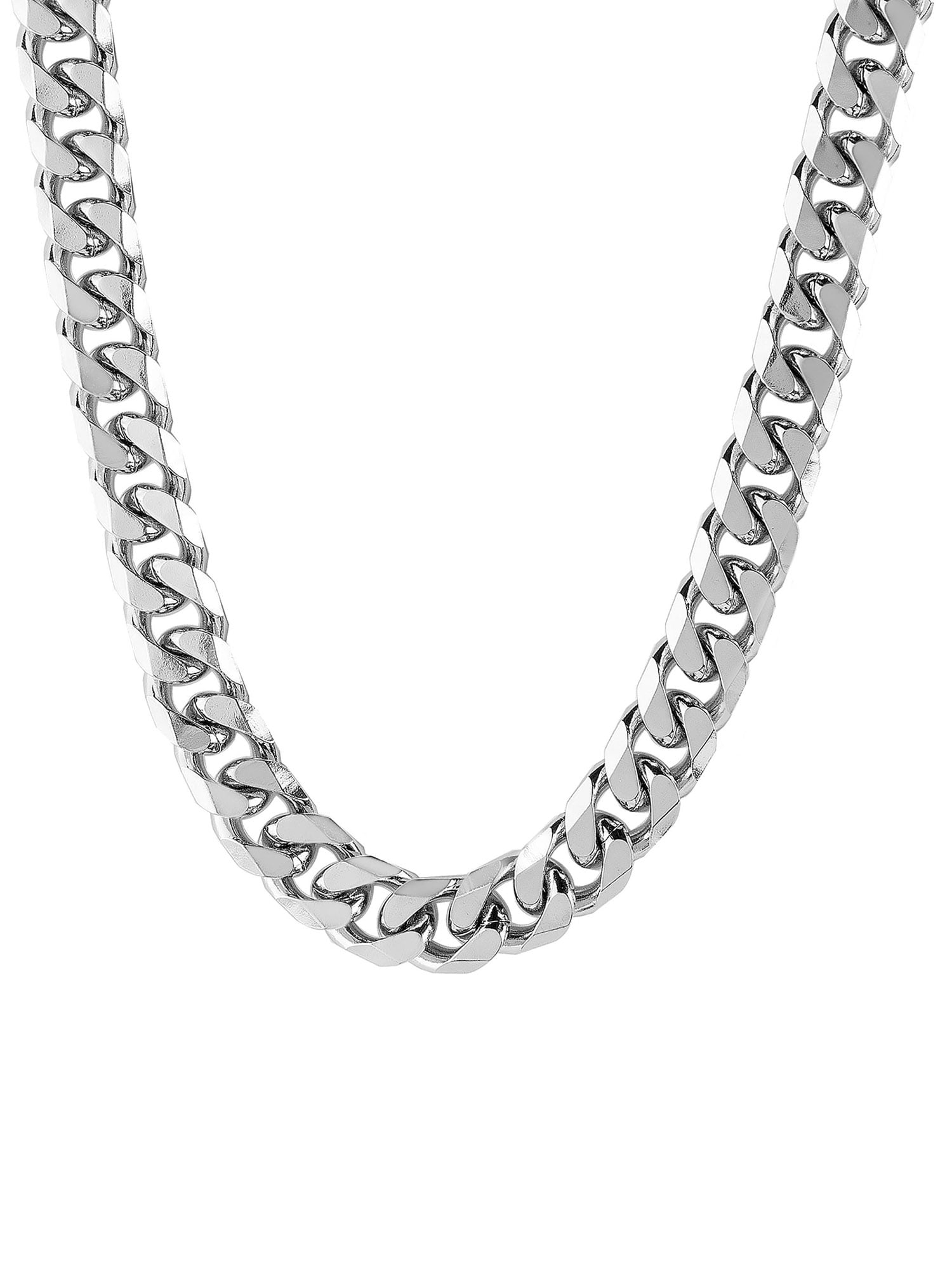 6 mm Silver-Tone Stainless Steel Cuban Chain Necklace