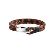 Coastal Jewelry Stainless Steel Hook Braided Leather Bracelet