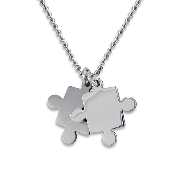 West Coast Jewelry Women's Brushed and Polished Puzzle Pieces Necklace