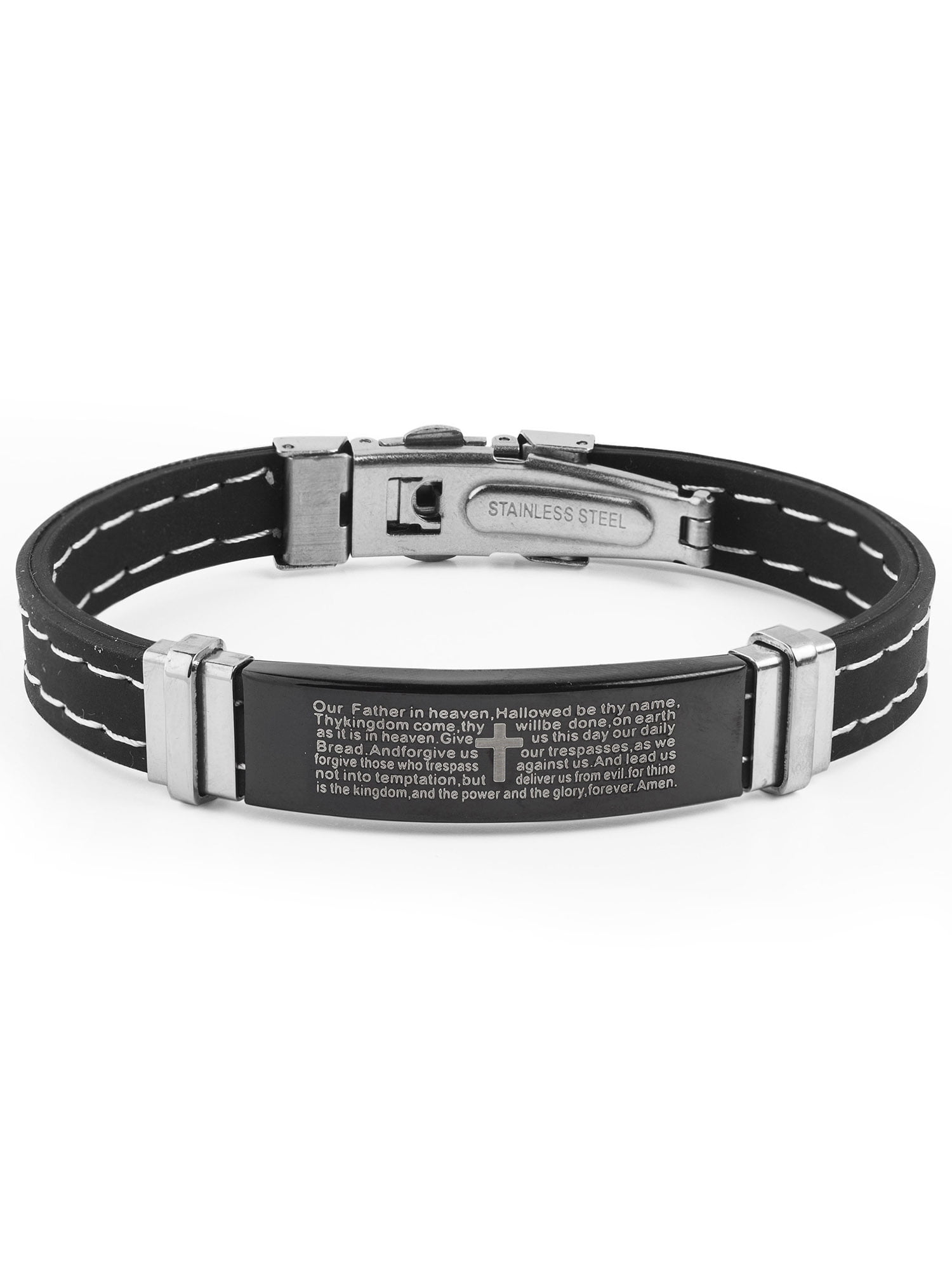 The Lords Prayer Stainless Steel & Black Silicone Bracelet | Mardel |  3885928