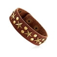 thumbnail image 1 of West Coast Jewelry Men's Star Studded Brown Leather Cuff Bracelet, 1 of 4
