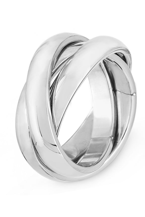Jewelry Women's Triple Rolling Intertwined Bands Stainless Steel Ring