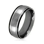 Coastal Jewelry Two Tone Grooved Comfort Fit Stainless Steel Ring