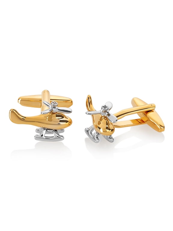 Men's Two Tone Helicopter Spinning Propeller Cufflinks