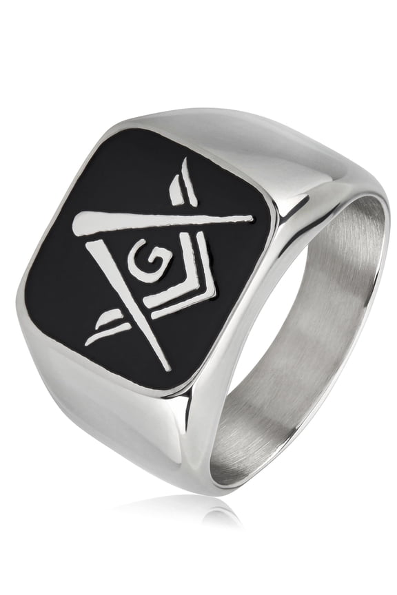 Men's Masonic Shield Two Tone Steel Ring