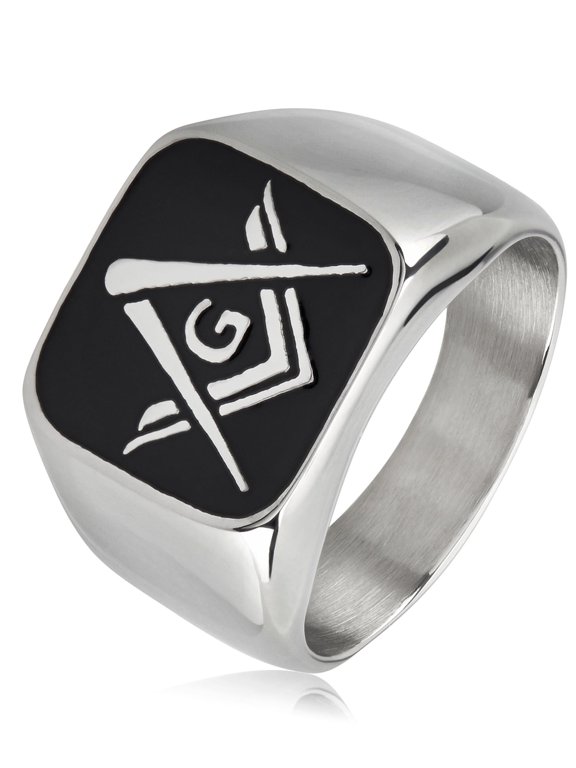 Men's Masonic Shield Two Tone Steel Ring