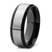 Coastal Jewelry Two Tone Stainless Steel Beveled Edge Band Ring (8mm)