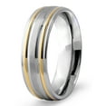 thumbnail image 1 of Coastal Jewelry Two Tone Stainless Steel Brushed Grooved Ring (7mm), 1 of 4